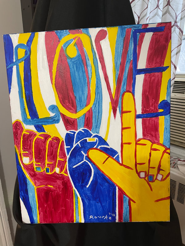 “LOVE ASL”
September 2017
oil on canvas,16-inch by 20-inch 
Nancy Rourke
