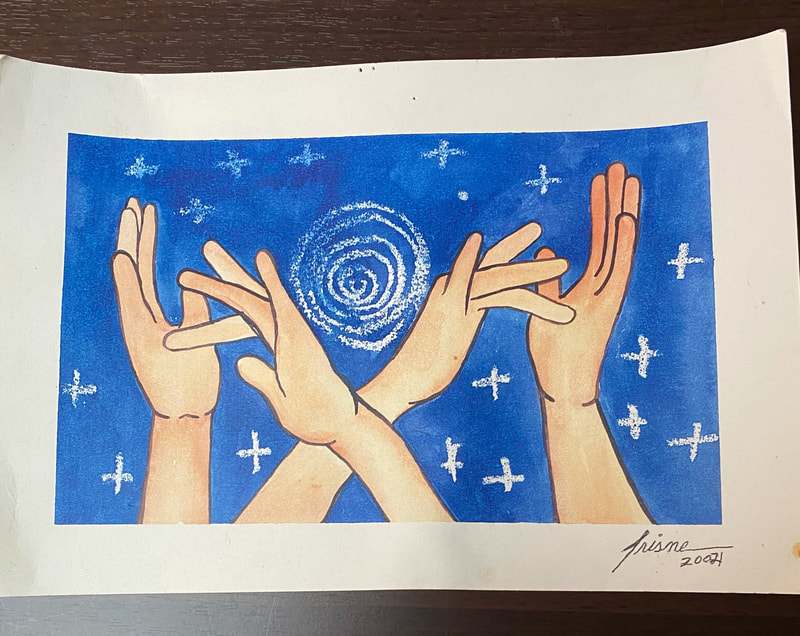 “Jesus Blues ASL Sign” 
2012
Watercolor Paper, 11-inch by 7 1/2- inch 
Iris Nelia Aranda
