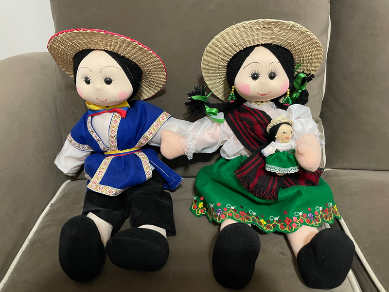 “Vintage Pair of Dolls from Ecuador” 
2021
20 inches high

Two souvenir homemade dolls by local artisans
Ecuadorian donors
